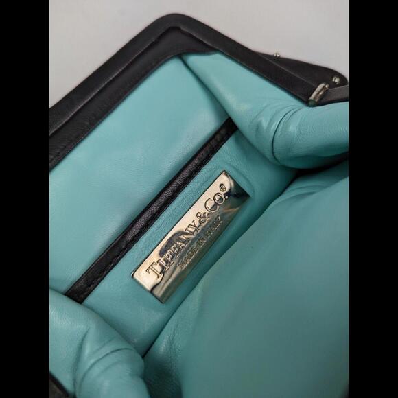 [SOLD] TIFFANY & CO. Black Lambskin Leather Studded Pouch Clutch Purse Handbag - Picture 2 of 8